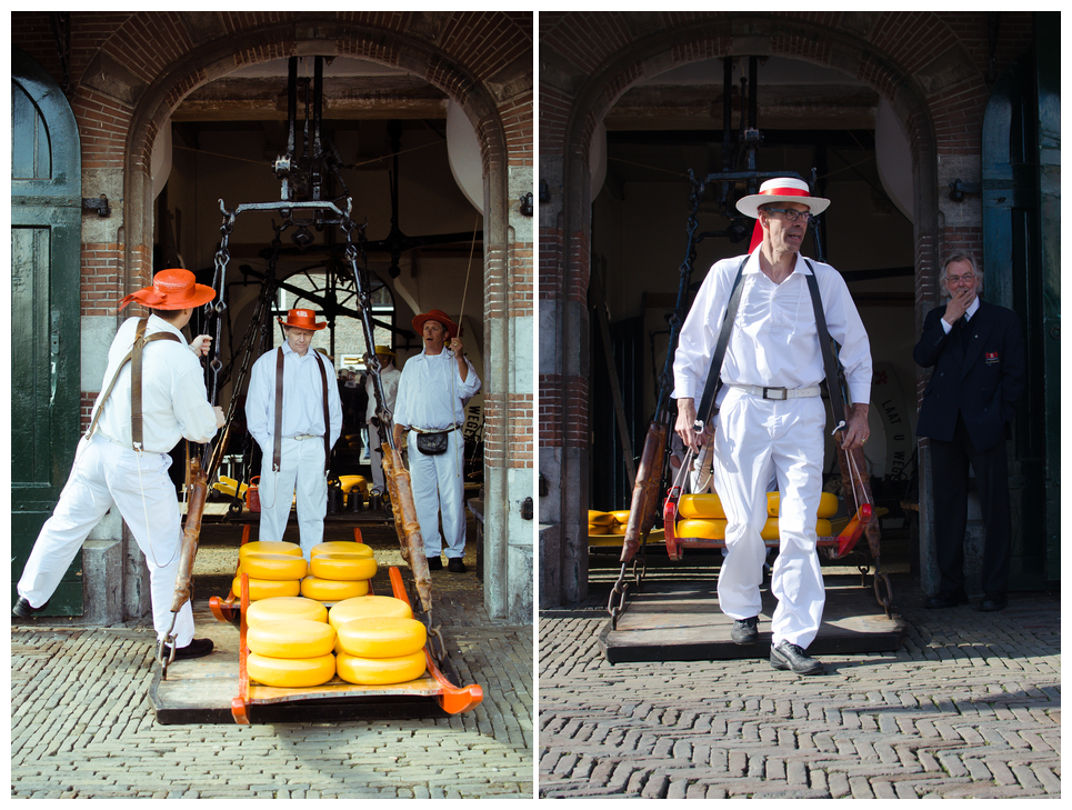 Vorbereitungen auf dem Käsemarkt von Alkmaar