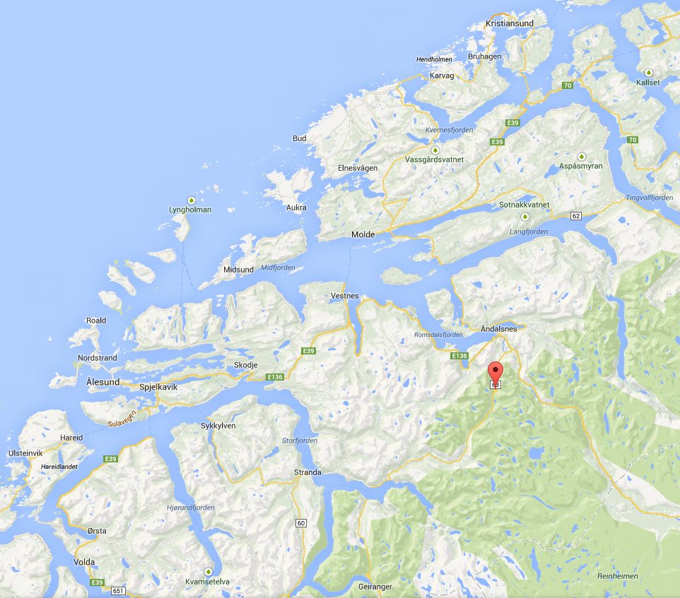 Lage Trollstigen in Norwegen google Maps