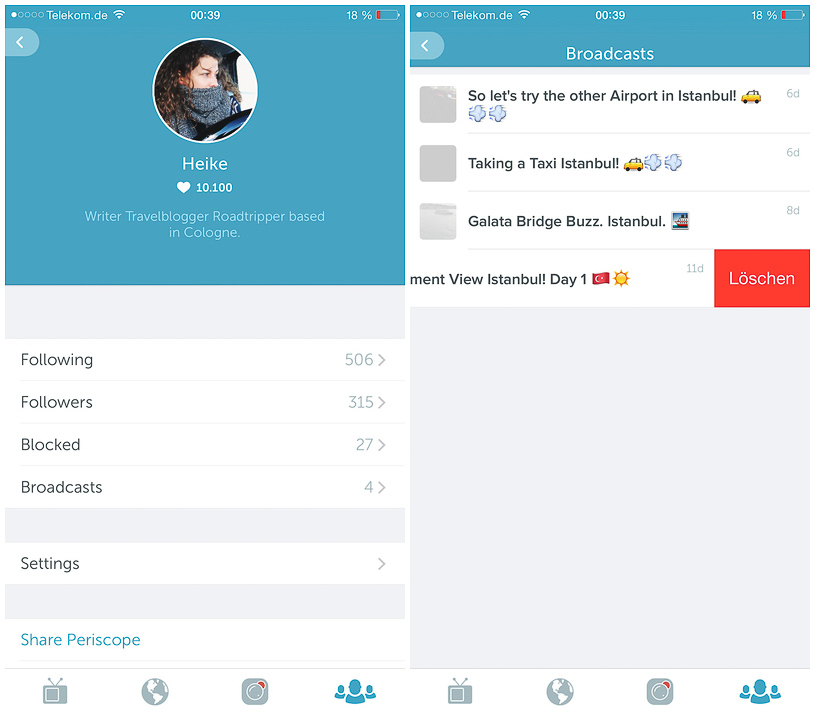 Livestream löschen Livestream App Periscope Kölnformat