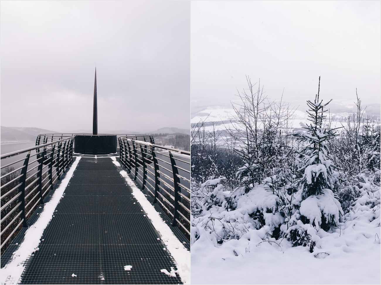 Schnee auf dem Skywalk Biggeblick